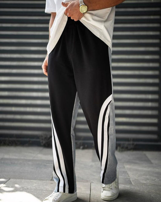 Black Wave Wide-Leg Pants