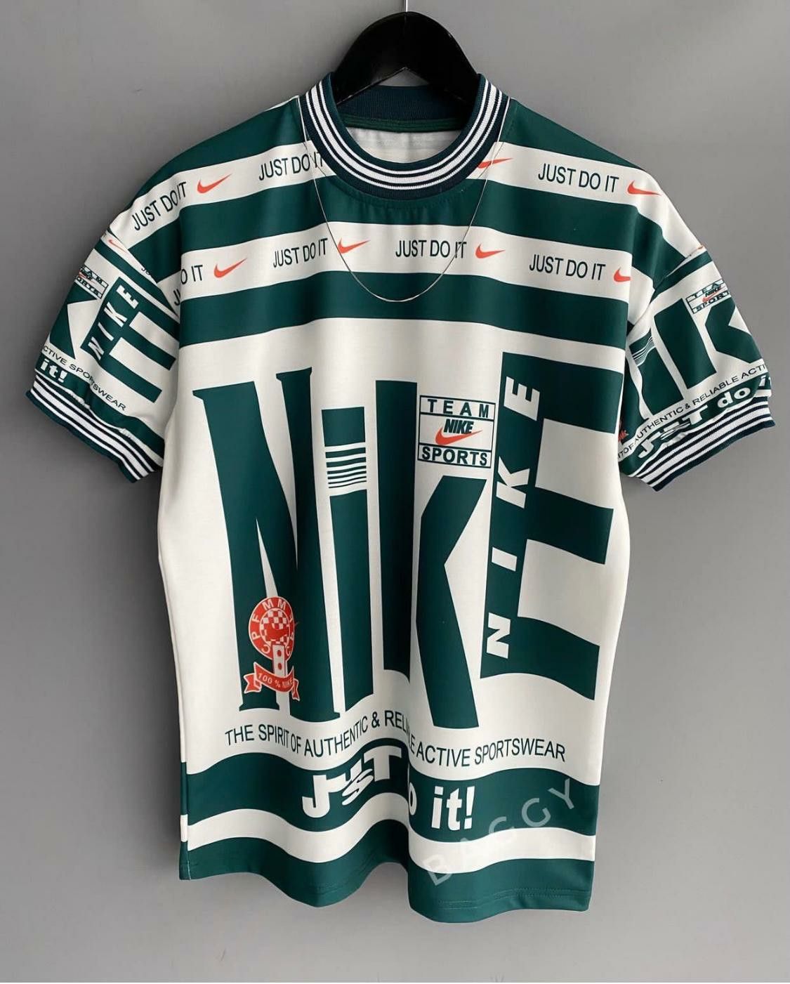Oversized Retro Sportswear Graphic Tee - Green & White
