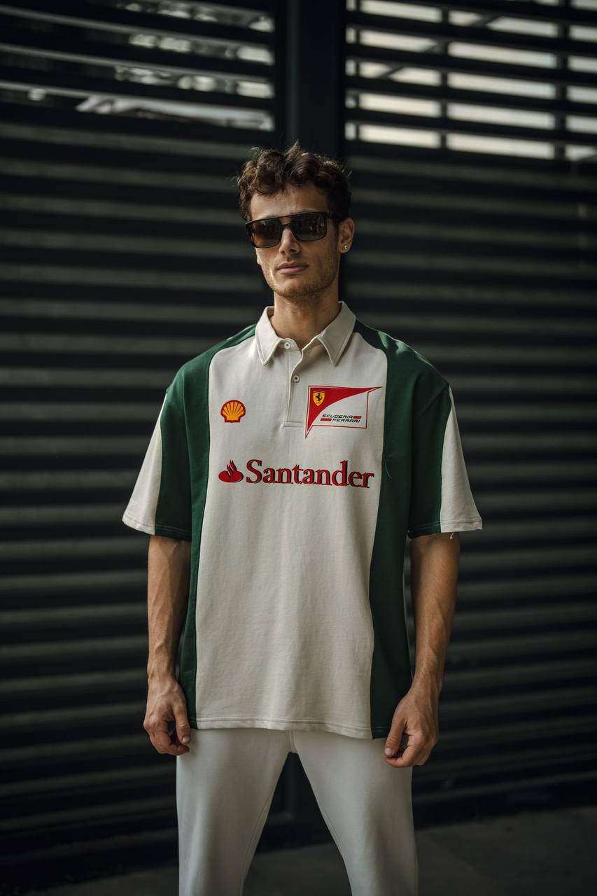 Monaco Heritage Racing Polo – Cream & Green